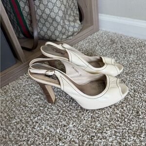 Peep Toe Cream Heels